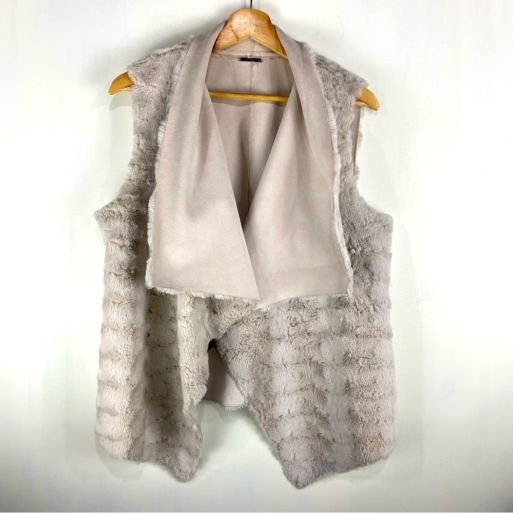 Marc New York‎ Faux Fur Open Front Flowy Winter Vest Sleeveless Jacket Medium